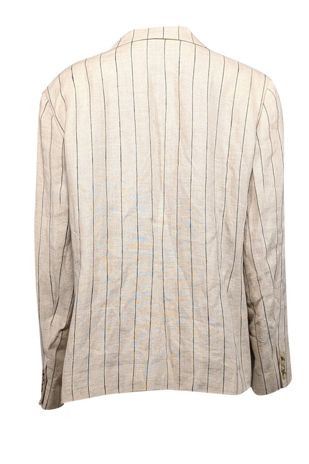 Current Boutique-Lauren Ralph Lauren - Beige & Black Striped Linen Blazer Sz 18