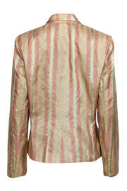 Current Boutique-Lauren Ralph Lauren - Beige & Pink Floral Striped Silk Blazer Sz 12