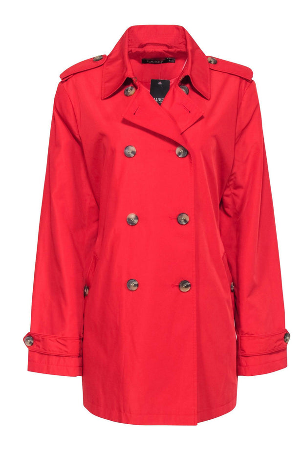 Current Boutique-Lauren by Ralph Lauren - Red Weather Trench Coat Sz XL