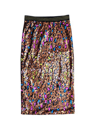 Current Boutique-Le Superbe - Copper, Black, & Multi Color Leopard Print Sequin Skirt Sz S