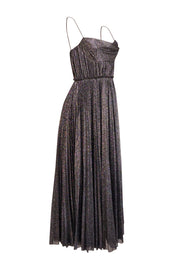 Current Boutique-Lela Rose - Black & Silver Metallic Pleated Formal Dress Sz 6