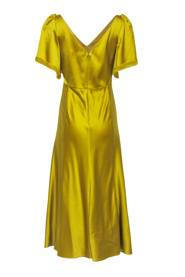 Current Boutique-Lela Rose - Yellow Hammered Satin Midi Dress Sz 6