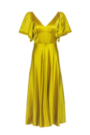 Current Boutique-Lela Rose - Yellow Hammered Satin Midi Dress Sz 6