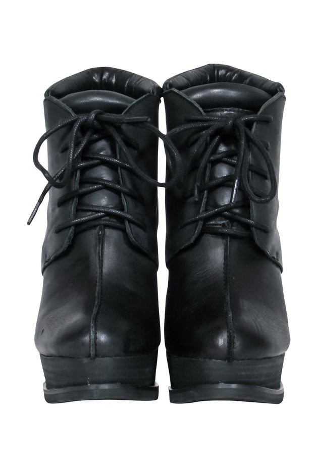 Current Boutique-Leon Max - Black Leather Platform Short Boots Sz 6.5