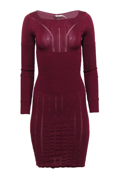 Current Boutique-Leon Max - Maroon Knit Long Sleeve Midi Dress Sz XS