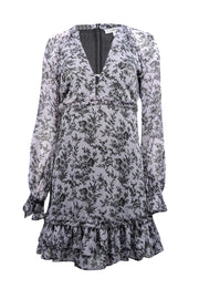 Current Boutique-Likely - Pale Lavender & Dark Grey Floral Print Chiffon Mini Dress Sz 2