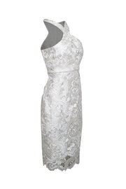 Current Boutique-Likely - White Lace Halter Neck Sheath Dress Sz 6