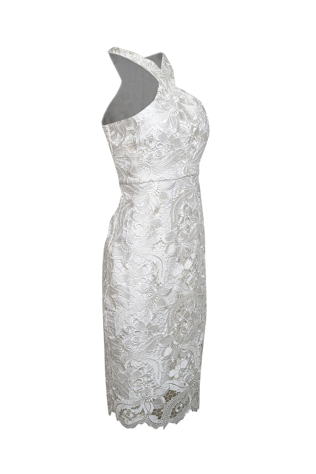 Current Boutique-Likely - White Lace Halter Neck Sheath Dress Sz 6