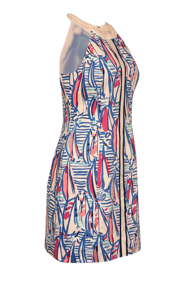 Current Boutique-Lilly Pulitzer - Blue, White, & Pink Print Sleeveless Dress Sz 6