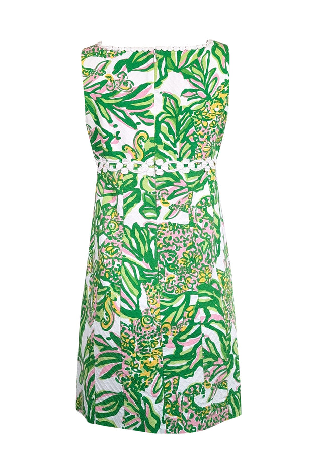 Current Boutique-Lilly Pulitzer - Green, White, & Pink Printed Dobby Dress w/ Embroidery Sz 8