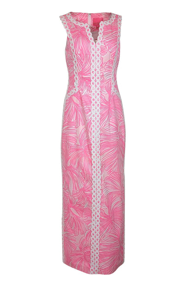 Current Boutique-Lilly Pulitzer - Hot Pink & White Print Sleeveless Maxi Dress Sz 6