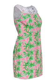 Current Boutique-Lilly Pulitzer - Neon Pink & Green Garden Print Dress w/ Lace Details Sz 4