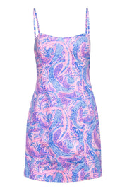 Current Boutique-Lilly Pulitzer - Pink & Blue Alligator & Pineapple Print Sheath Dress Sz 6