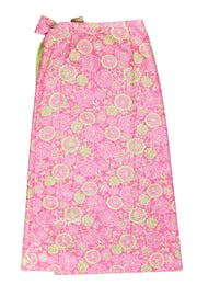 Current Boutique-Lilly Pulitzer - Pink & Green Floral Jacquard Maxi Skirt Sz M