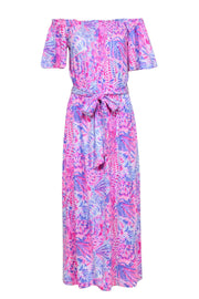 Current Boutique-Lilly Pulitzer - Pink, Lavender, & Blue Print Off The Shoulder Maxi Dress Sz XS