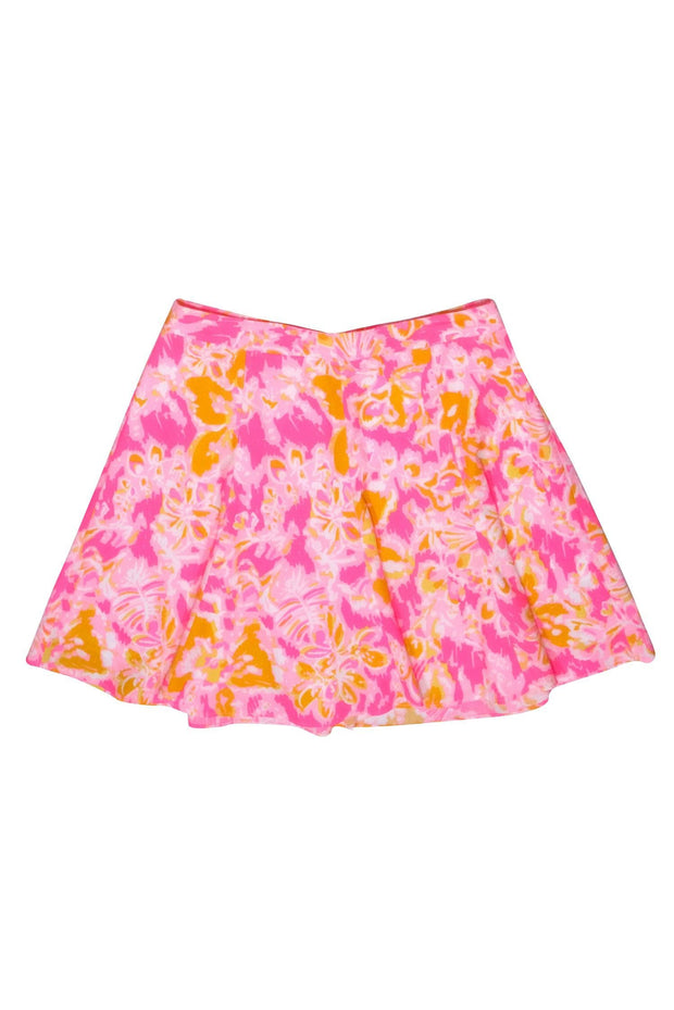 Current Boutique-Lilly Pulitzer - Pink & Yellow Floral Print Circle Skirt Sz 8