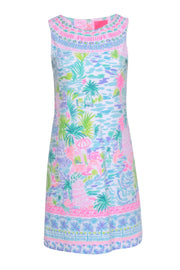 Current Boutique-Lilly Pulitzer - White w/ Blue, Pink, & Green Print Dress Sz S