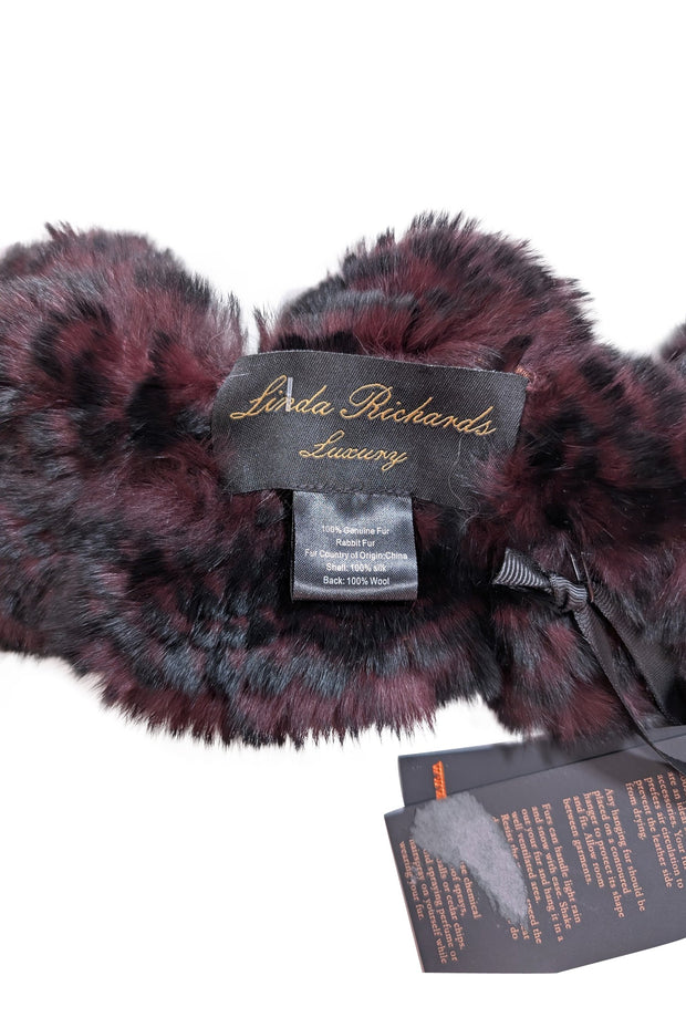 Current Boutique-Linda Richards - Maroon & Black Rabbit Fur Scarf