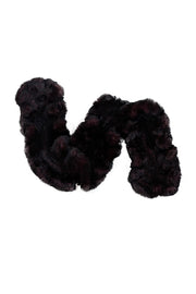 Current Boutique-Linda Richards - Maroon & Black Rabbit Fur Scarf