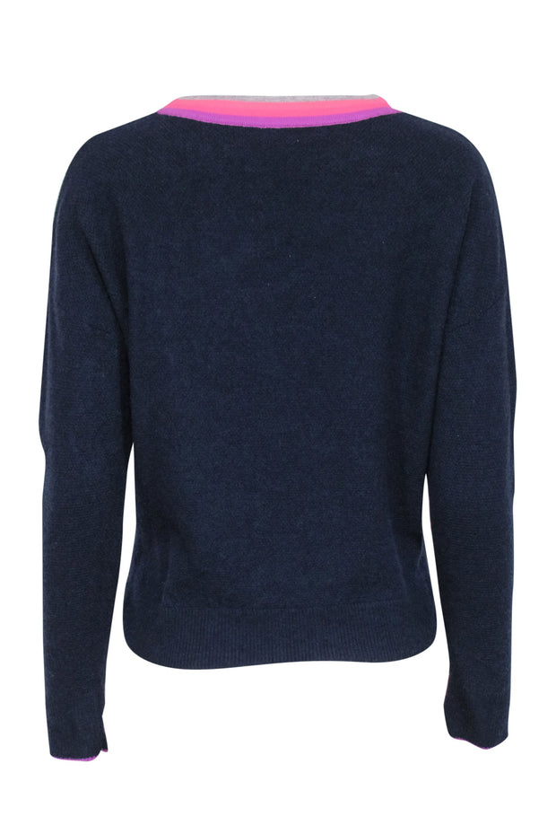 Current Boutique-Lisa Todd - Navy Wool & Cashmere Blend V-Neckline Sweater Sz L