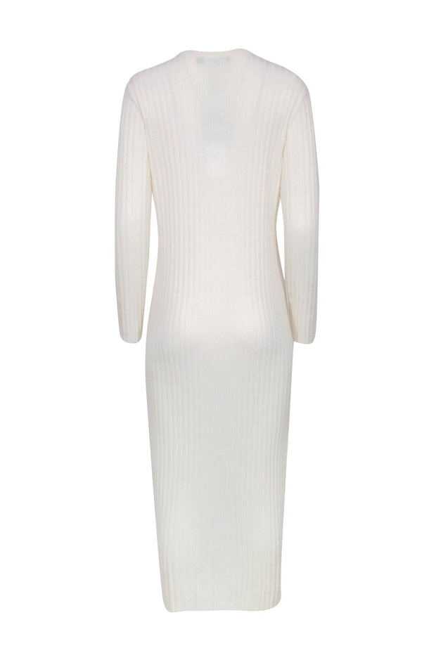 Current Boutique-Lisa Yang - Ivory Ribbed Knit Long Sleeve Dress Sz 2