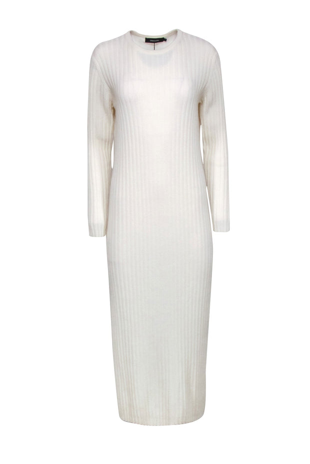 Current Boutique-Lisa Yang - Ivory Ribbed Knit Long Sleeve Dress Sz 2