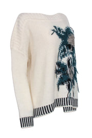 Current Boutique-Liu Jo - Ivory Knit Sweater w/Abstract Print Front Sz L