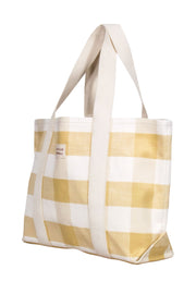 Current Boutique-Loeffler Randall - Beige & Cream Gingham Canvas Tote Bag