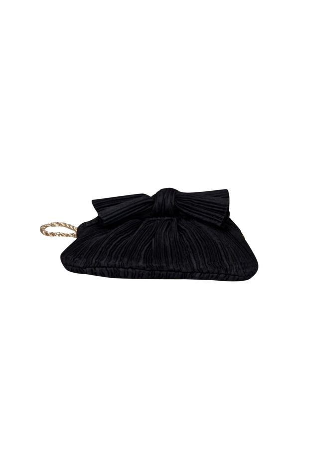 Current Boutique-Loeffler Randall - Black Ribbed Bow Front Mini Bag