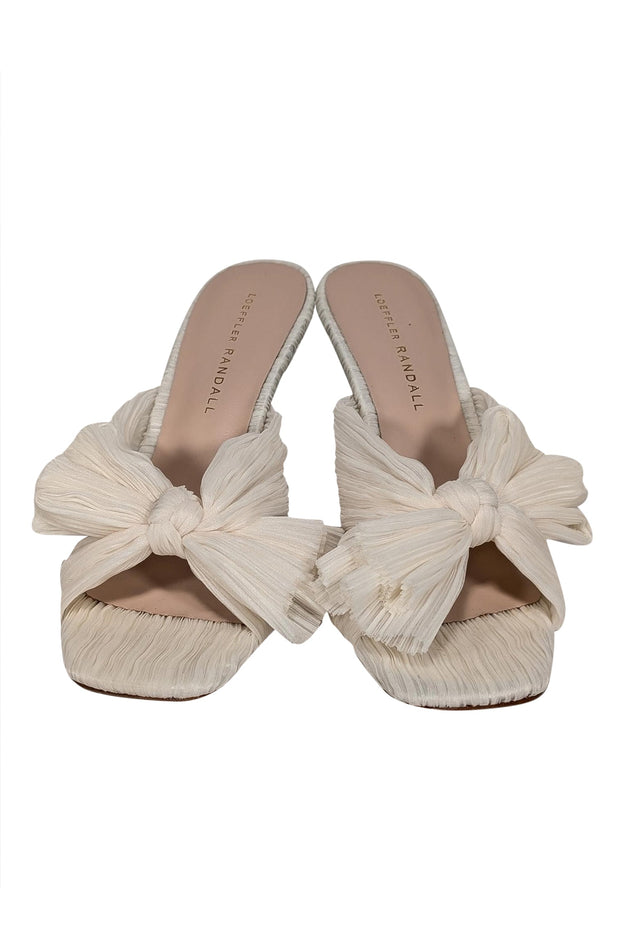 Current Boutique-Loeffler Randall - Ivory Tulle Bow Detail Mule Pumps Sz 8