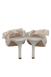 Current Boutique-Loeffler Randall - Ivory Tulle Bow Detail Mule Pumps Sz 8