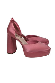 Current Boutique-Loeffler Randall - Pink Satin Selina Platform Pumps Sz 11