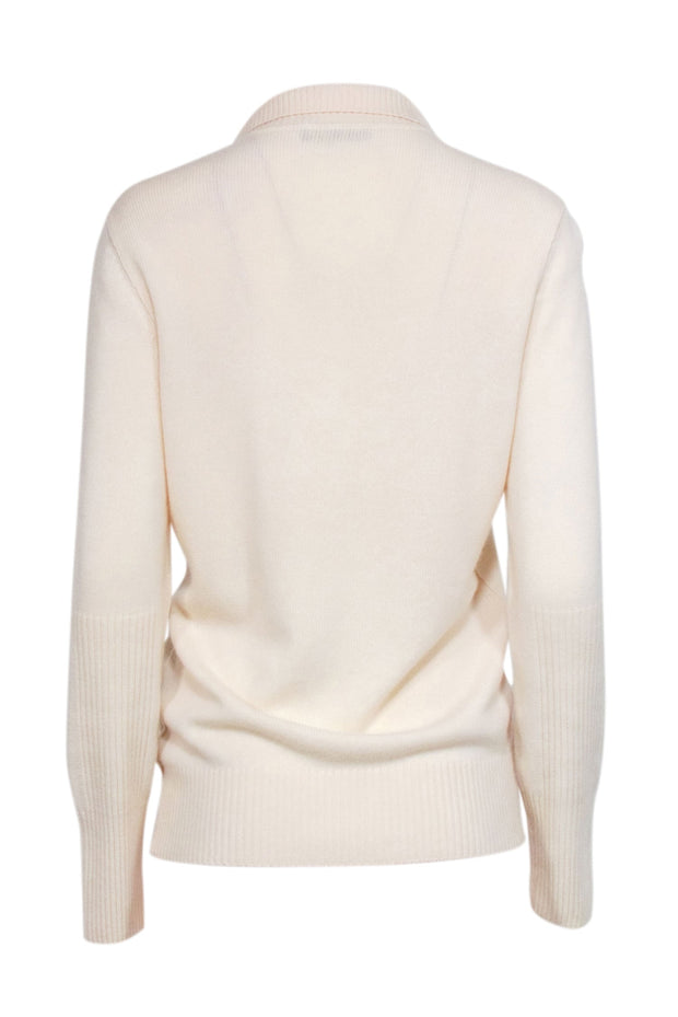 Current Boutique-Loro Piana - Ivory Cashmere Turtle Neck Quarter Button Sweater Sz 6