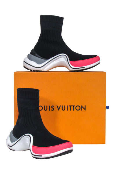 Current Boutique-Louis Vuitton - Black, White & Red Archlight Sock Trainers Sz 11