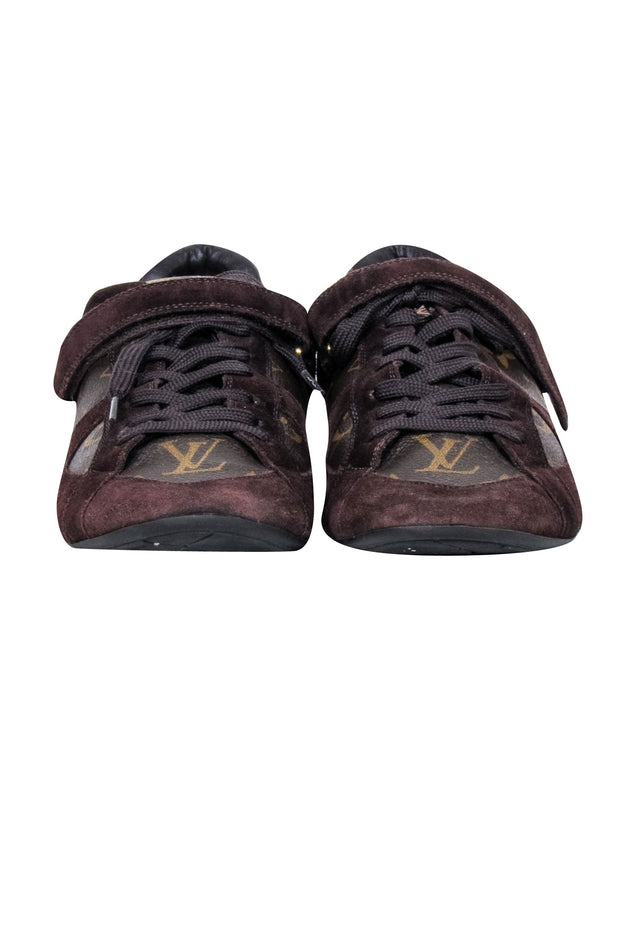 Current Boutique-Louis Vuitton - Brown Monogram & Suede Sneakers Sz 9