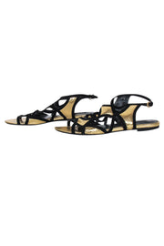 Current Boutique-Louis Vuitton - Gold & Black Python Embossed Strappy Gladiator Sandals Sz 9.5