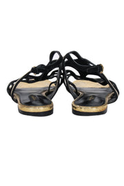 Current Boutique-Louis Vuitton - Gold & Black Python Embossed Strappy Gladiator Sandals Sz 9.5