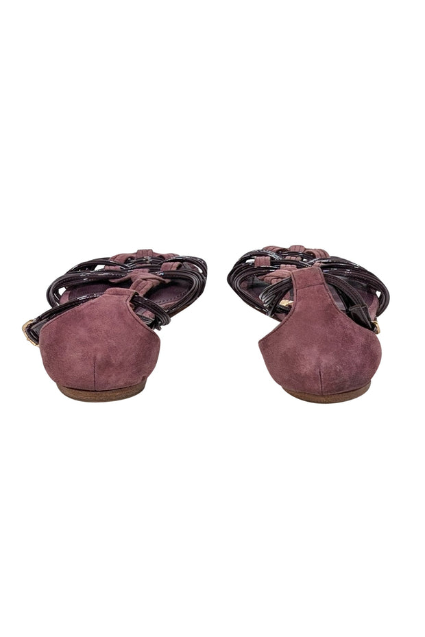 Current Boutique-Louis Vuitton - Plum Purple Leather & Suede Strappy Sandals Sz 9