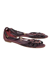 Current Boutique-Louis Vuitton - Plum Purple Leather & Suede Strappy Sandals Sz 9