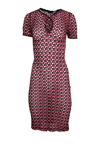 Current Boutique-Love Moschino - Pink & Black Knit Short Sleeve Midi Dress Sz 4