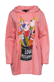 Current Boutique-Love Moschino - Pink Graphic Front Hooded Sweatshirt Sz 4