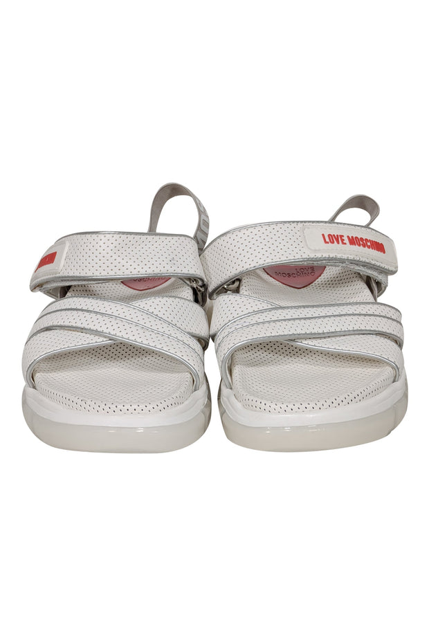 Current Boutique-Love Moschino - White Velcro Strappy Sandals Sz 7