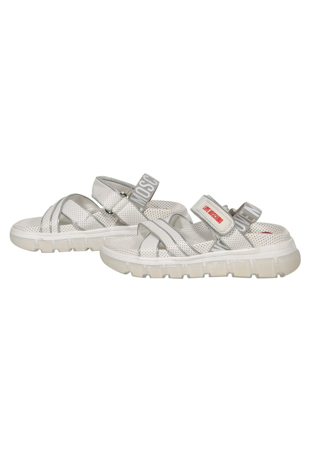 Current Boutique-Love Moschino - White Velcro Strappy Sandals Sz 7