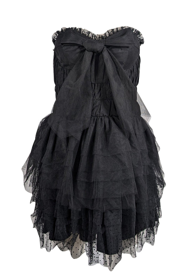 Current Boutique-LoveShackFancy - Black Tulle Strapless Dress Sz 8