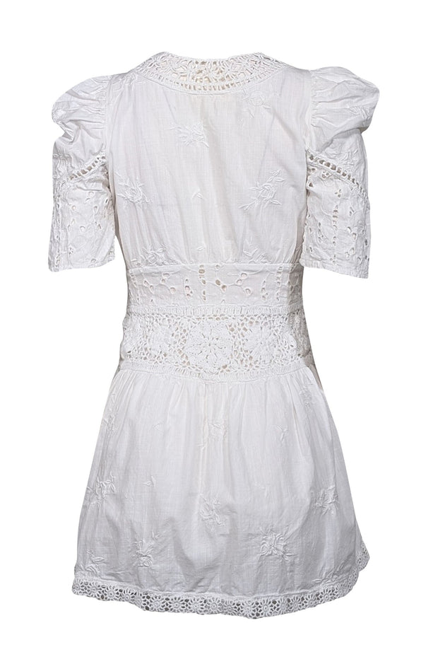 Current Boutique-LoveShackFancy - Ivory Eyelet Short Sleeve Dress Sz 0