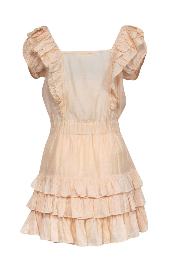 Current Boutique-LoveShackFancy - Pale Orange Cotton & Silk Blend Ruffled Mini Dress Sz S