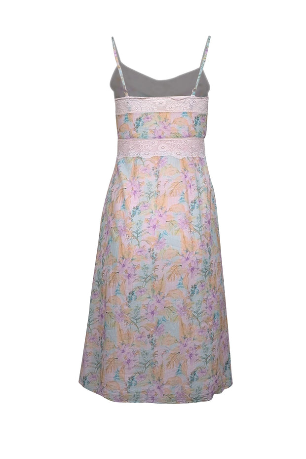 Current Boutique-LoveShackFancy - Pastel Pink, Orange, & Purple Floral Print Dress sz 0