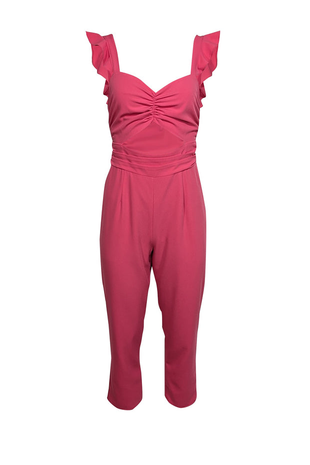 Current Boutique-Lovers + Friends - Pink Ruched Front Sleeveless Jumpsuit Sz S