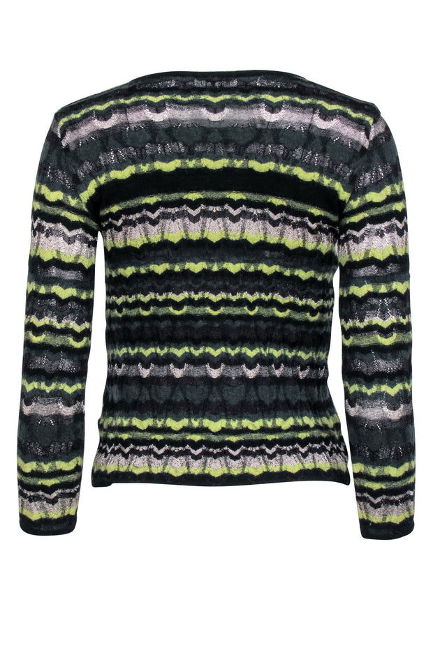 Current Boutique-M Missoni - Lime Green & Dark Blue Sweater w/ Bows Sz S