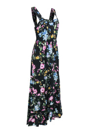 Current Boutique-MISA Los Angeles - Black & Multicolor Floral Print Maxi Dress Sz XL